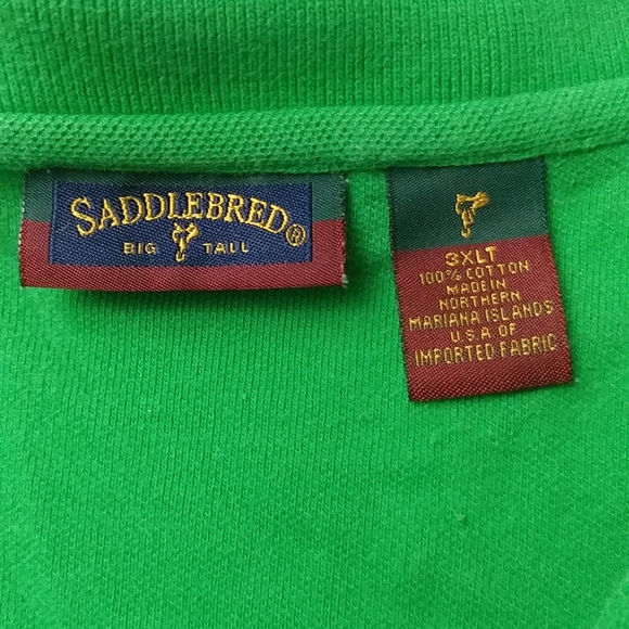 4/$15 🌻 SADDLEBRED Size 3XL Green Mens Polo Shirt - Picture 4 of 7